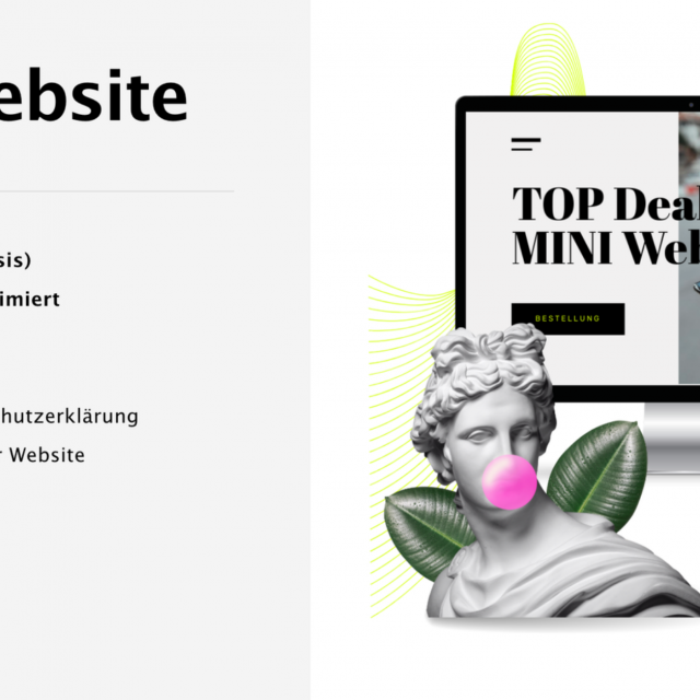 Mini Website, Landing Page, professionelle Website, Premium Website, Content-Management-System (CMS), Impressum, Datenschutzerklärung,