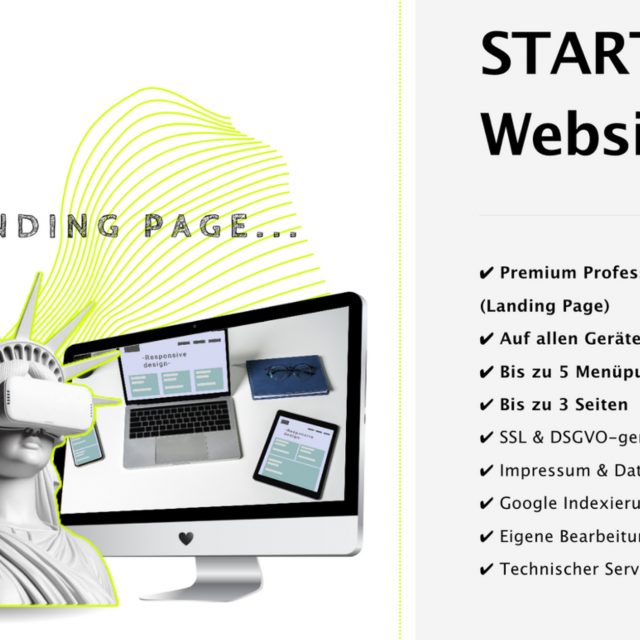 START-UP Website, START-UP Landing Page, Suchmaschinenoptimierung (SEO), SEO-optimiert, START-UP-Paket, Landing Page