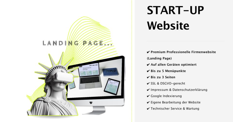 START-UP Website, START-UP Landing Page, Suchmaschinenoptimierung (SEO), SEO-optimiert, START-UP-Paket, Landing Page