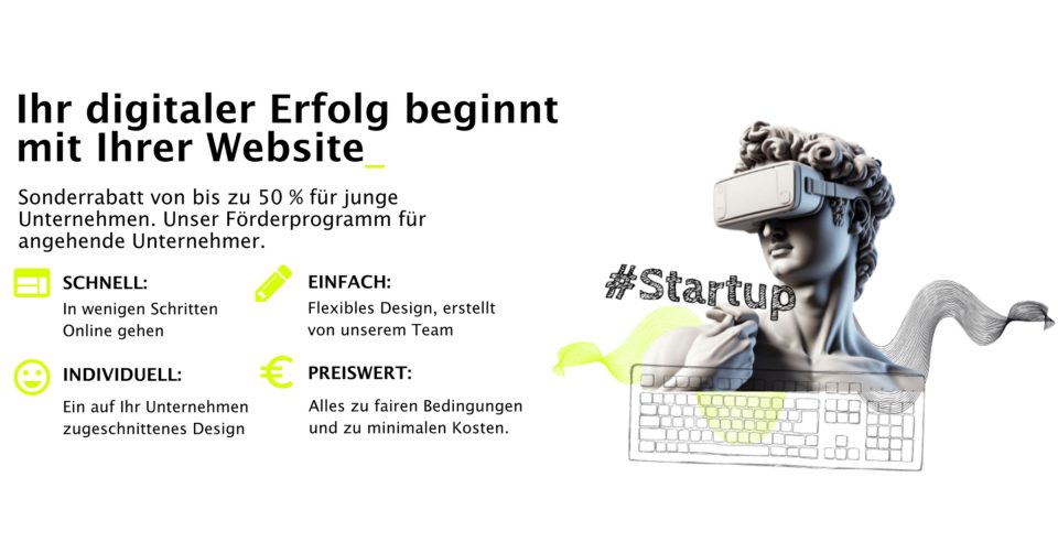 Start-up gründen, Digitalisierung von Start-ups, MINI Website, START-UP Website, START-SMM, LOKAL Start, Förderung lokaler Unternehmen, Entwicklung des Logos