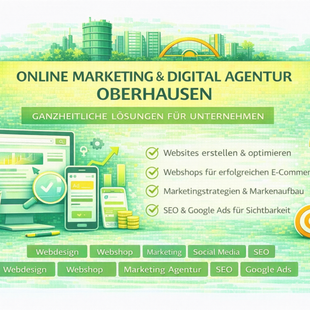 Online Marketing Oberhausen: Digital Agentur Oberhausen für Webdesign, Webshop, Marketing, Social Media, SEO und Google Ads.