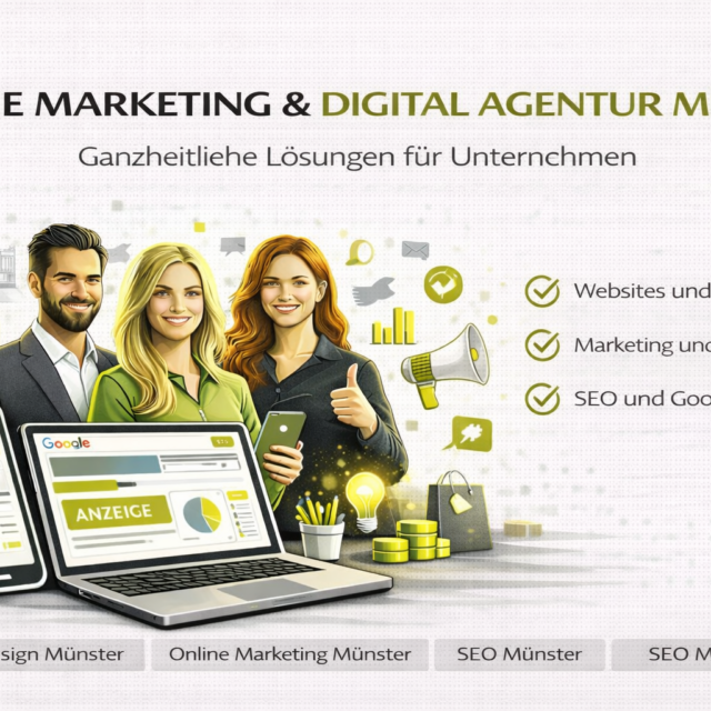 Online Marketing Münster: Digital Marketing Agentur Münster für Webdesign Münster, Webshop Münster, Marketing, SMM Münster, SEO Münster und Google Ads Münster.
