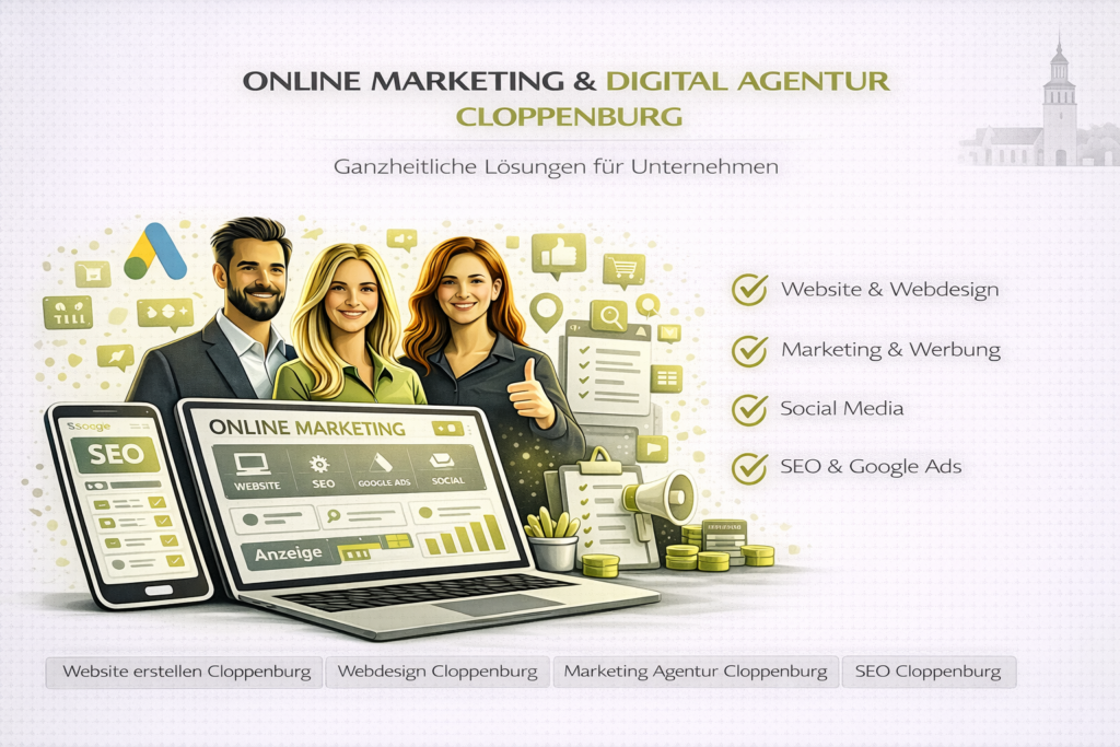 Online Marketing Cloppenburg: Digital Agentur Cloppenburg für Webdesign Cloppenburg, SMM Cloppenburg, SEO Cloppenburg und Google Ads Cloppenburg Online Werbung.