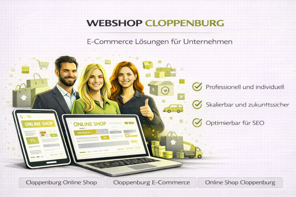 Webshop Cloppenburg: Cloppenburg Online Shop, E-Commerce Lösungen Cloppenburg für Unternehmen, professionell und skalierbar. E-Commerce Cloppenburg.