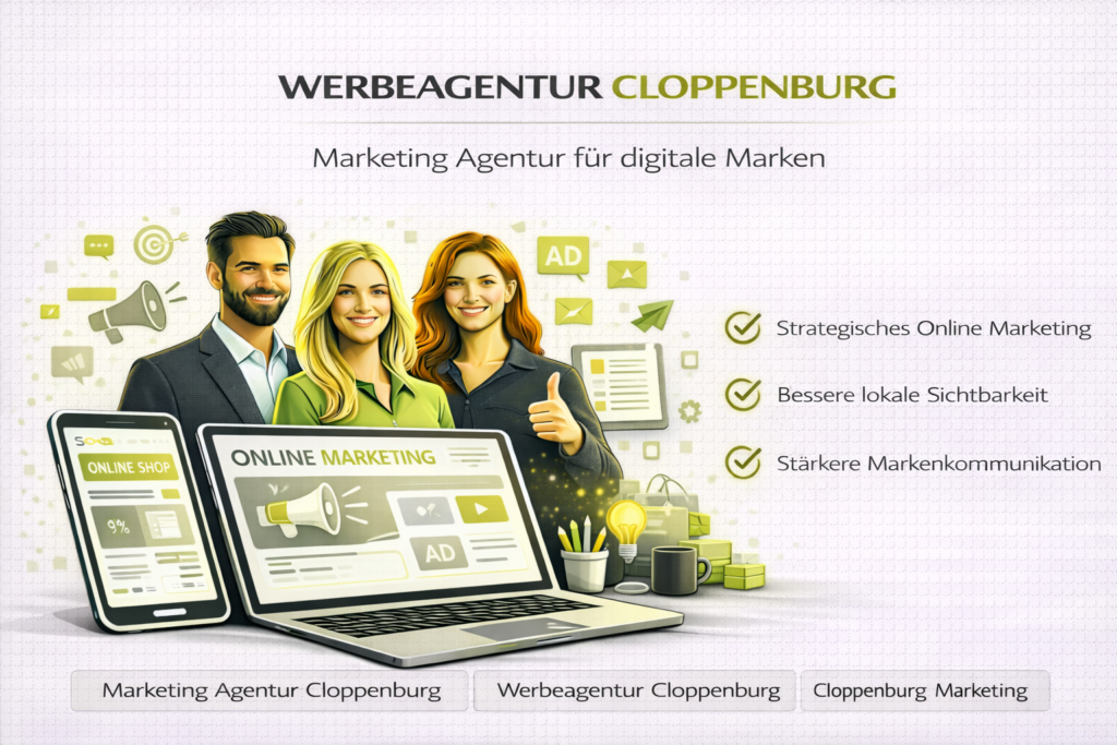 Werbeagentur Cloppenburg Digital Marketing Agentur Cloppenburg für digitale Marken, strategisches Online Marketing Cloppenburg und Sichtbarkeit.