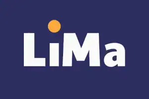 LiMa wordmark logo on a navy background, with an orange dot above the 'i'.