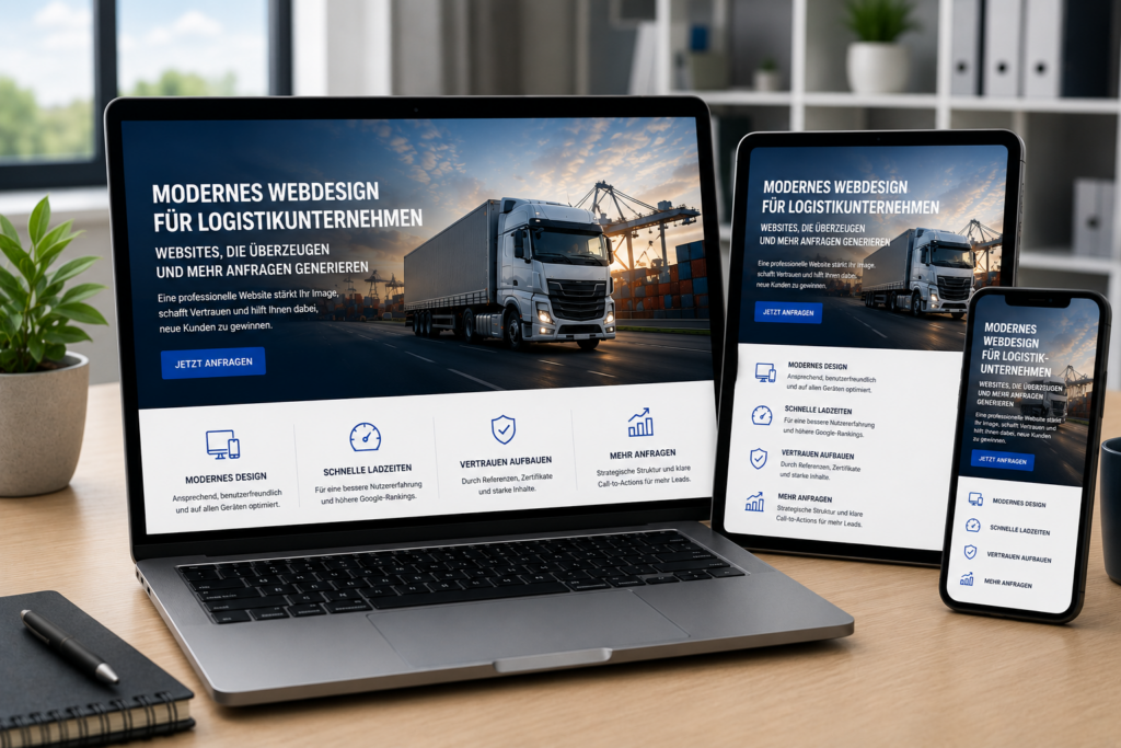 Professionelles Webdesign Logistikunternehmen. Webseite für Logistikunternehmen, Website für Logistikunternehmen, Moderne Websites Logistik, Responsive Webdesign Logistik, SEO Logistikunternehmen