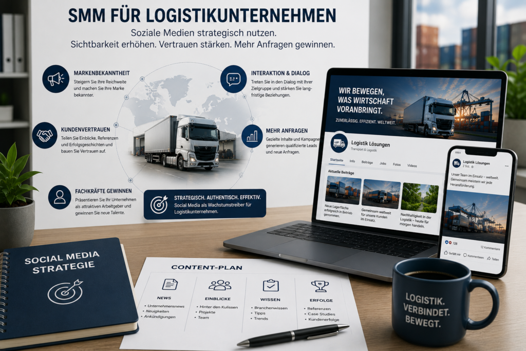 SMM Logistikunternehmen, Social Media Logistikunternehmen, Employer Branding Logistik, Social Media Marketing Logistikunternehmen, SEO Logistikunternehmen