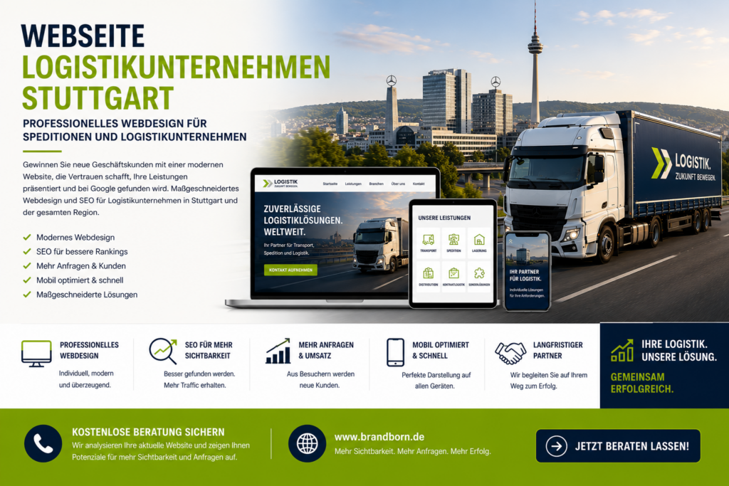 Webseite Logistikunternehmen Stuttgart Webdesign, Webdesign Logistikunternehmen Stuttgart, Website für Spedition Stuttgart, SEO Logistikunternehmen Stuttgart