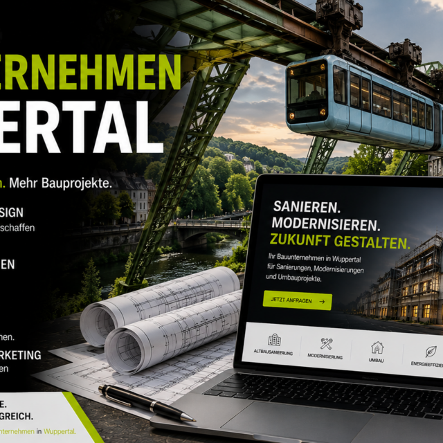 Webdesign Bauunternehmen Wuppertal, SEO Bauunternehmen Wuppertal, Website Bauunternehmen Wuppertal, Local SEO Bauunternehmen, Bauunternehmen Kunden gewinnen