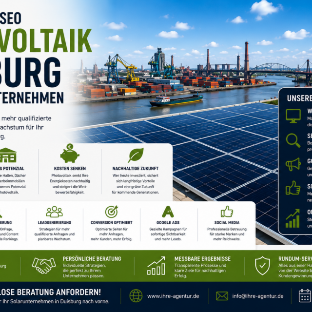Webdesign Photovoltaik Duisburg SEO Solarunternehmen. SEO Photovoltaik Duisburg, Webseite Photovoltaik Duisburg, Homepage Solarunternehmen Duisburg