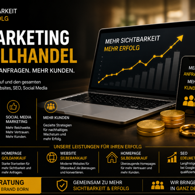 Online Marketing Edelmetallhandel mit professioneller Website Goldankauf, Homepage Goldankauf, Website Silberankauf, Homepage Silberankauf und SEO für Edelmetallhändler in ganz Deutschland.