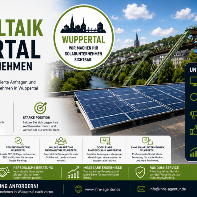Webdesign Photovoltaik Wuppertal, SEO Solarunternehmen Wuppertal. SEO Photovoltaik Wuppertal, Webseite Photovoltaik Wuppertal, SMM Solarunternehmen Wuppertal