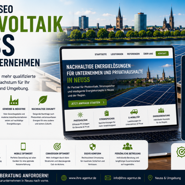 Webdesign Photovoltaik Neuss SEO Solarunternehmen. SEO Photovoltaik Neuss, Webseite Photovoltaik Neuss, Homepage Solarunternehmen Neuss, SMM Photovoltaik Neuss