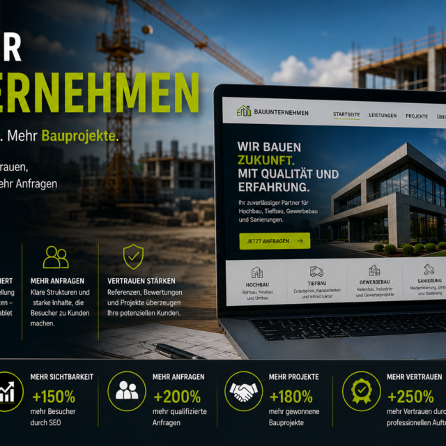 Website für Bauunternehmen, moderne Homepage Bauunternehmen, Webdesign für Bauunternehmen, Website erstellen Bauunternehmen, Bauunternehmen Website