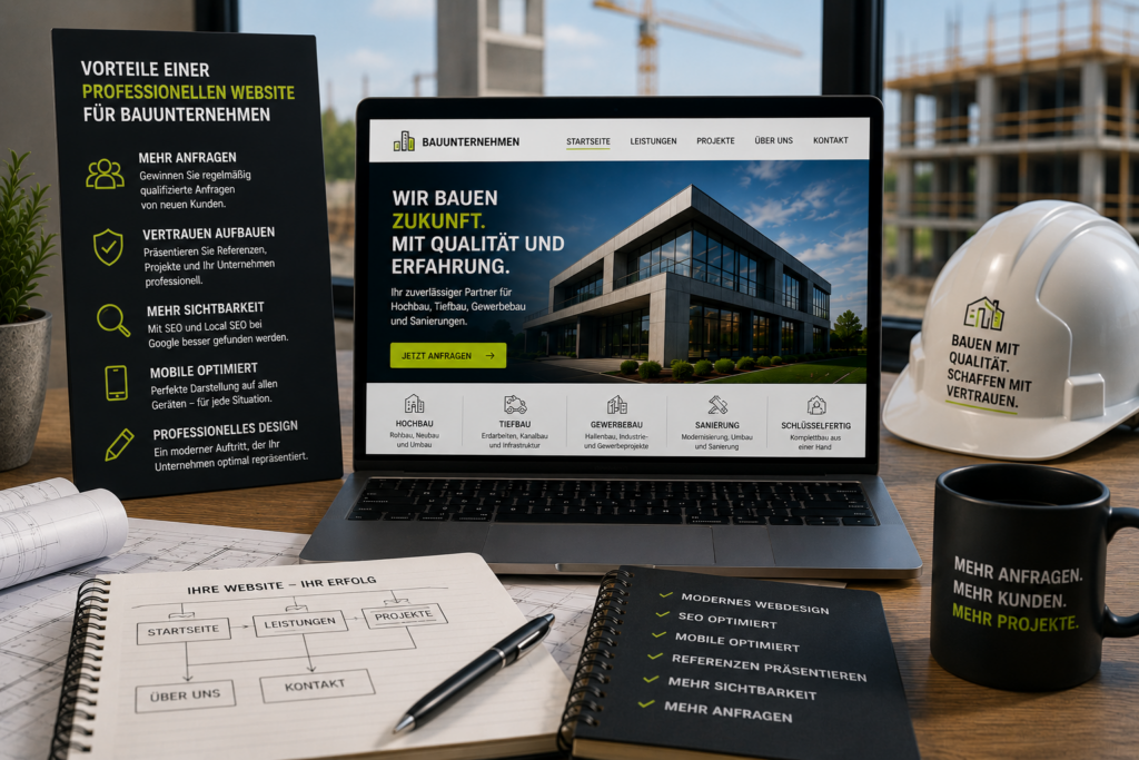 Website für Bauunternehmen, moderne Homepage Bauunternehmen, Webdesign für Bauunternehmen, Website erstellen Bauunternehmen, Bauunternehmen Website