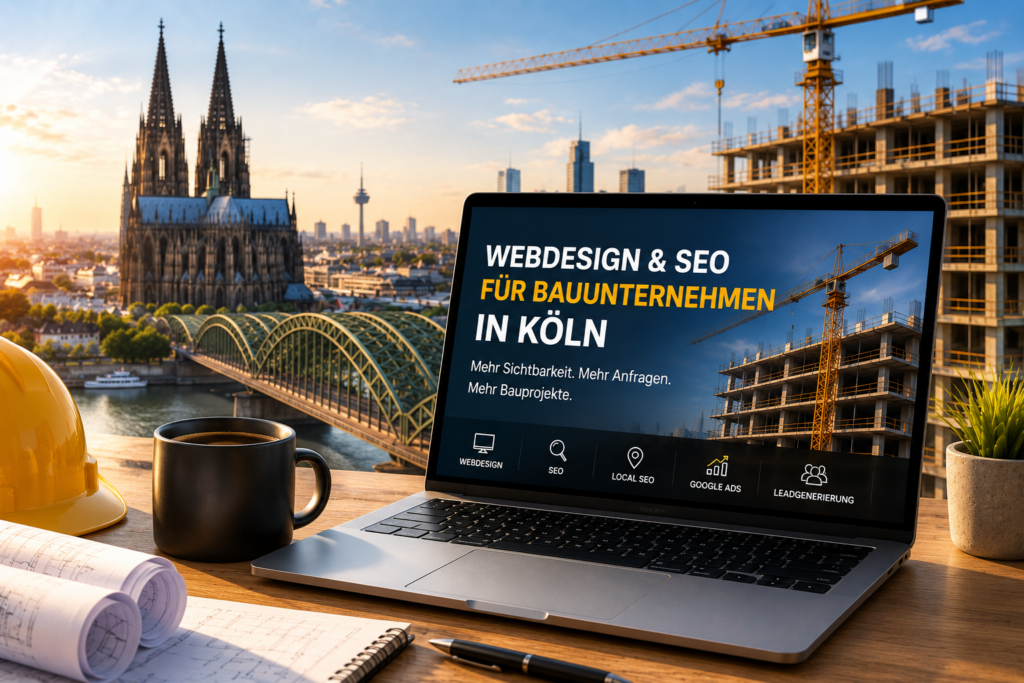 Webdesign Bauunternehmen Köln, SEO Bauunternehmen Köln, Website Bauunternehmen Köln, Local SEO Bauunternehmen, Bauunternehmen Kunden gewinnen, Baumesse in Köln