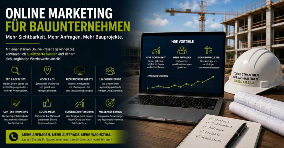 Online Marketing für Bauunternehmen, Marketing für Bauunternehmen, Bauunternehmen Kunden gewinnen, Mehr Anfragen Bauunternehmen, Leadgenerierung Bauunternehmen - Brand Born Website SEO SMM Digital Marketing Online Marketing für Bauunternehmen, Marketing für Bauunternehmen, Bauunternehmen Kunden gewinnen, Mehr Anfragen Bauunternehmen, Leadgenerierung Bauunternehmen