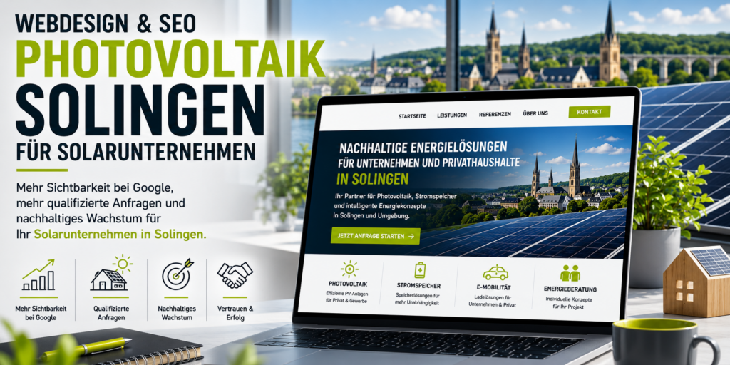 Webdesign Photovoltaik Solingen SEO Solarunternehmen. SEO Photovoltaik Solingen, Webseite Photovoltaik Solingen, Homepage Solarunternehmen Solingen
