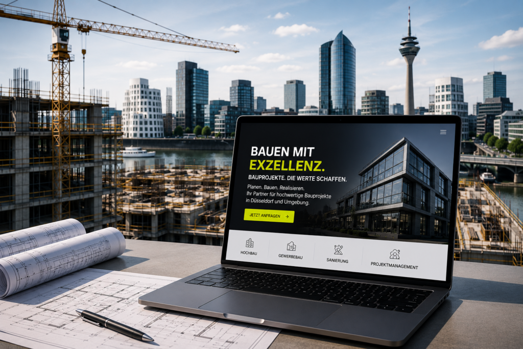 Webdesign Bauunternehmen Düsseldorf, SEO Bauunternehmen Düsseldorf, Website Bauunternehmen Düsseldorf, Local SEO Bauunternehmen, Bauunternehmen Kunden gewinnen, Fachmessen in Düsseldorf