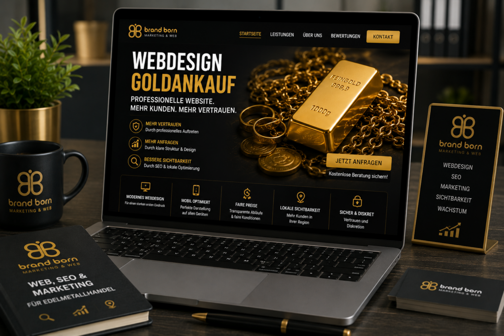 Webdesign Goldankauf, Website Goldankauf erstellen lassen, Homepage Goldankauf, Goldankauf Website erstellen, Website für Goldankauf, Webdesign Edelmetallhandel - Brand Born Website SEO SMM Digital Marketing Webdesign Goldankauf, Website Goldankauf erstellen lassen, Homepage Goldankauf, Goldankauf Website erstellen, Website für Goldankauf, Webdesign Edelmetallhandel