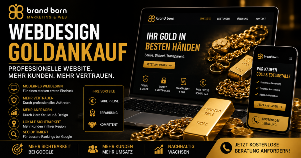Webdesign Goldankauf, Website Goldankauf erstellen lassen, Homepage Goldankauf, Goldankauf Website erstellen, Website für Goldankauf, Webdesign Edelmetallhandel - Brand Born Website SEO SMM Digital Marketing Webdesign Goldankauf, Website Goldankauf erstellen lassen, Homepage Goldankauf, Goldankauf Website erstellen, Website für Goldankauf, Webdesign Edelmetallhandel