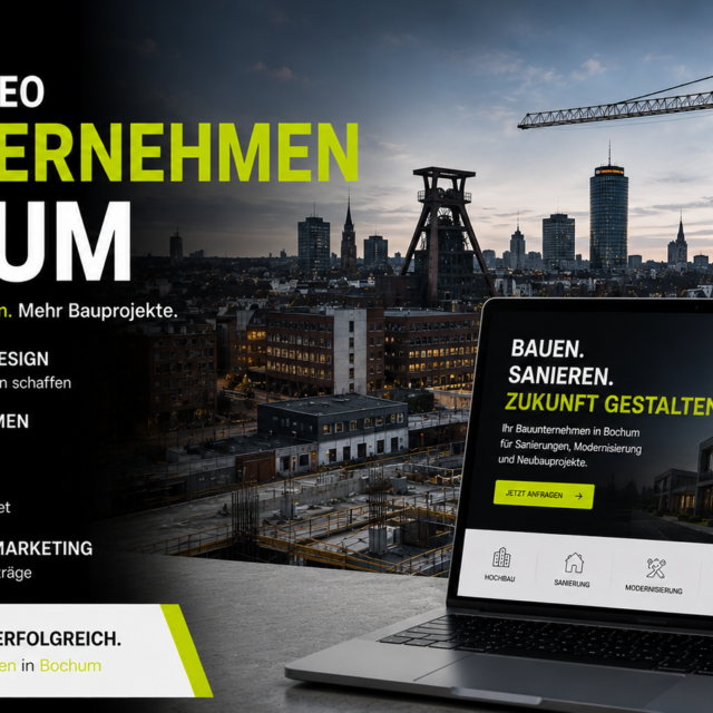 Webdesign Bauunternehmen Bochum, SEO Bauunternehmen Bochum, Website Bauunternehmen Bochum, Local SEO Bauunternehmen, Bauunternehmen Kunden gewinnen