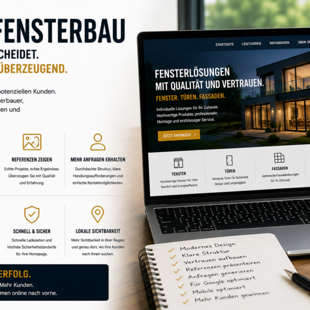 Homepage Fensterbau, Homepage für Fensterbauer, Fensterbau Homepage erstellen, moderne Homepage Fensterbau, Fensterbauer Website.
