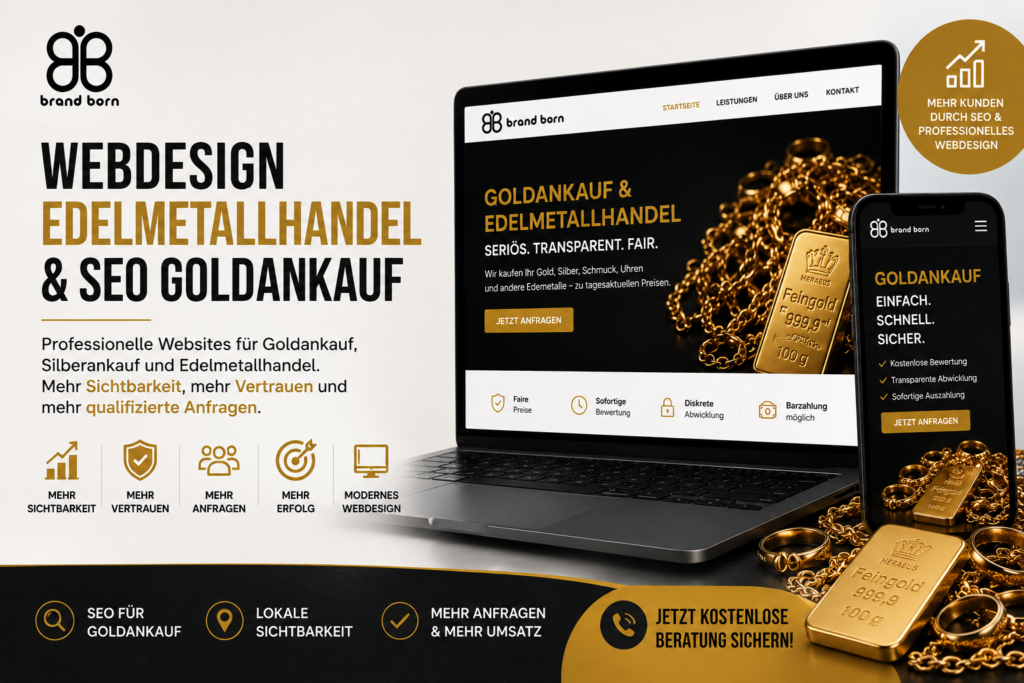 Webdesign Edelmetallhandel und SEO Goldankauf. Professionelle Website Goldankauf, Homepage Edelmetallhandel, Homepage Goldankauf, SEO Edelmetallhandel