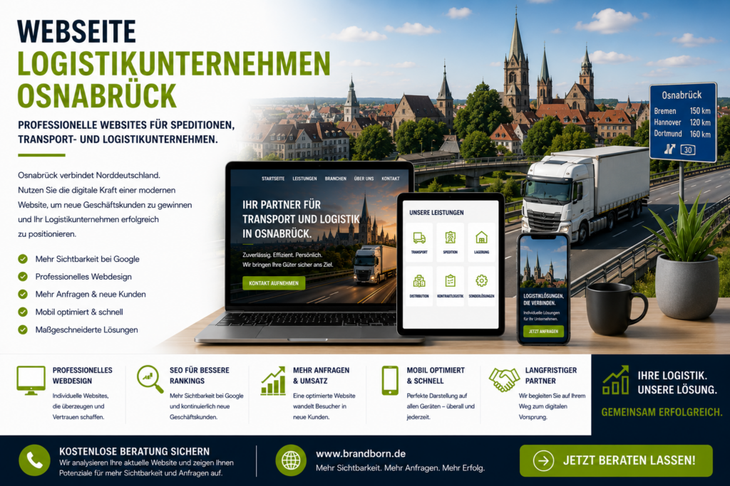 Webseite Logistikunternehmen Osnabrück Webdesign, Webdesign Logistikunternehmen Osnabrück, Website für Spedition Osnabrück, SEO Logistikunternehmen Osnabrück
