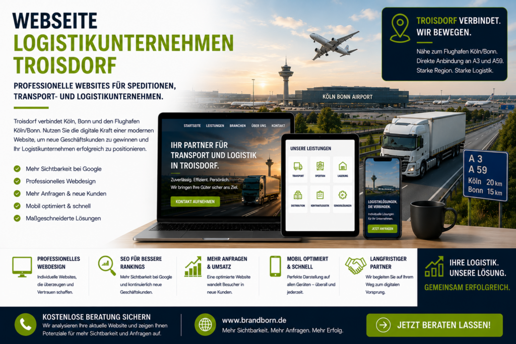 Webseite Logistikunternehmen Troisdorf Webdesign, Webdesign Logistikunternehmen Troisdorf, Website für Spedition Troisdorf, SEO Logistikunternehmen Troisdorf
