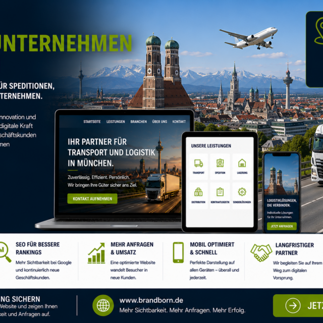 Webseite Logistikunternehmen München Webdesign, Webdesign Logistikunternehmen München, Website für Spedition München, SEO Logistikunternehmen München