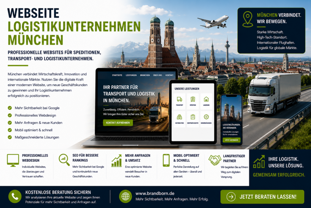 Webseite Logistikunternehmen München Webdesign, Webdesign Logistikunternehmen München, Website für Spedition München, SEO Logistikunternehmen München