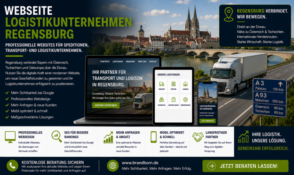 Webseite Logistikunternehmen Regensburg Webdesign, Webdesign Logistikunternehmen Regensburg, Website für Spedition Regensburg, SEO Logistikunternehmen Regensburg - Brand Born Website SEO SMM Digital Marketing Webseite Logistikunternehmen Regensburg Webdesign, Webdesign Logistikunternehmen Regensburg, Website für Spedition Regensburg, SEO Logistikunternehmen Regensburg