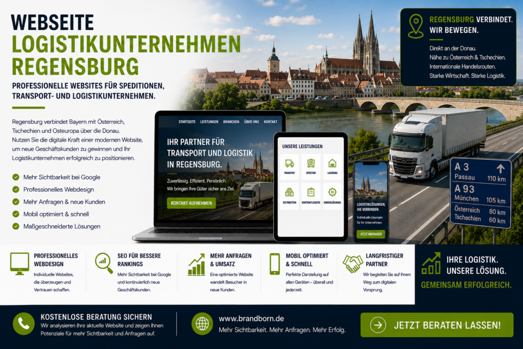 Webseite Logistikunternehmen Regensburg Webdesign, Webdesign Logistikunternehmen Regensburg, Website für Spedition Regensburg, SEO Logistikunternehmen Regensburg - Brand Born Website SEO SMM Digital Marketing Webseite Logistikunternehmen Regensburg Webdesign, Webdesign Logistikunternehmen Regensburg, Website für Spedition Regensburg, SEO Logistikunternehmen Regensburg