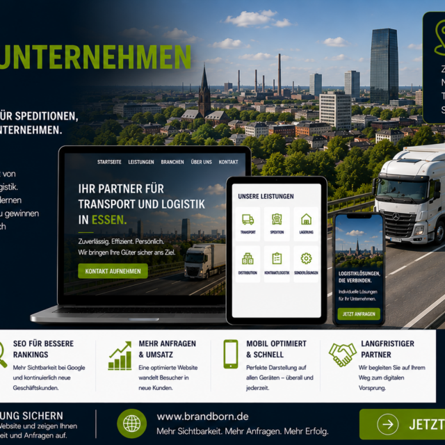 Webseite Logistikunternehmen Essen, Webdesign Logistikunternehmen Essen, Website für Spedition Essen, SEO Logistikunternehmen Essen