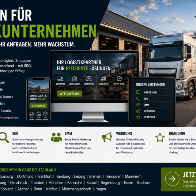Webdesign für Logistikunternehmen, Webseite für Logistikunternehmen, SEO für Logistikunternehmen, SMM für Logistikunternehmen, Werbung für Logistikunternehmen
