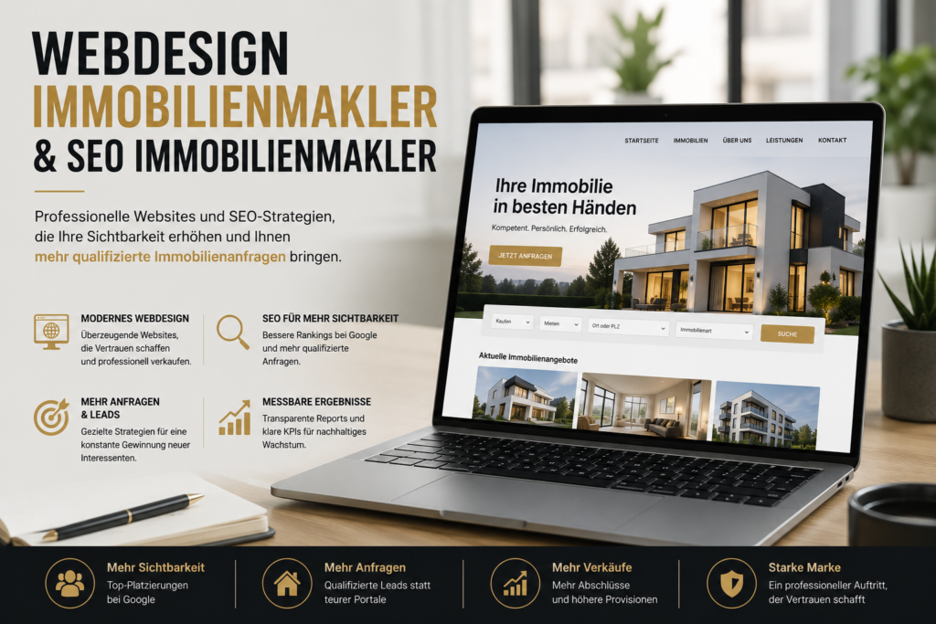 Webdesign Immobilienmakler & SEO Immobilienmakler, Website Immobilienmakler, Immobilienmakler Website, Homepage Immobilienmakler, Immobilienmakler Local SEO