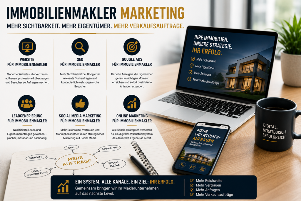 Immobilienmakler Marketing: SEO für Immobilienmakler, Google Ads für Immobilienmakler, SMM für Immobilienmakler, Website für Immobilienmakler