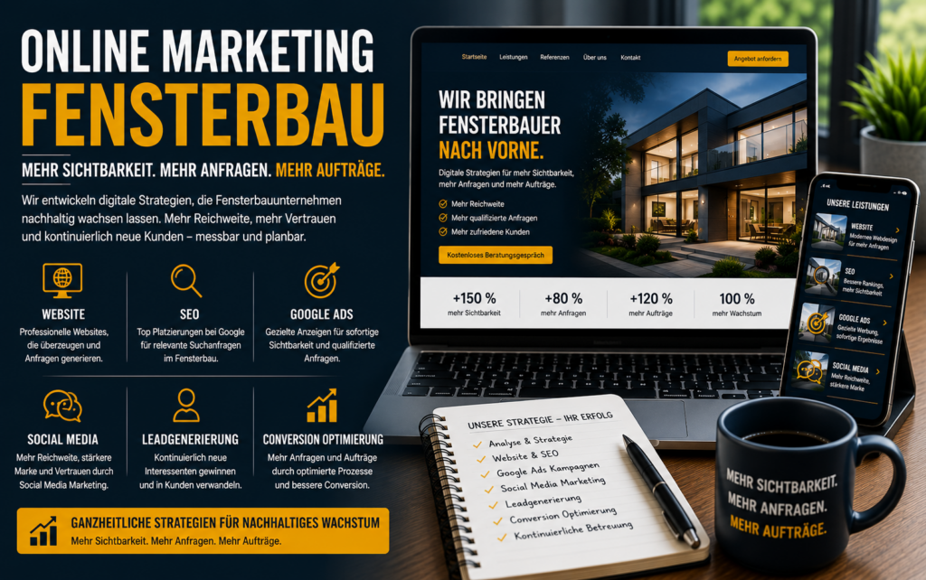 Online Marketing Fensterbau, Online Marketing für Fensterbauer, Fensterbau Marketing, digitale Kundengewinnung Fensterbau.