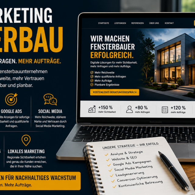 Online Marketing Fensterbau, Online Marketing für Fensterbauer, Fensterbau Marketing, digitale Kundengewinnung Fensterbau.