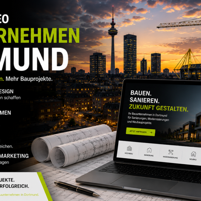 Webdesign Bauunternehmen Dortmund, SEO Bauunternehmen Dortmund, Website Bauunternehmen Dortmund, Local SEO Bauunternehmen, Bauunternehmen Kunden gewinnen