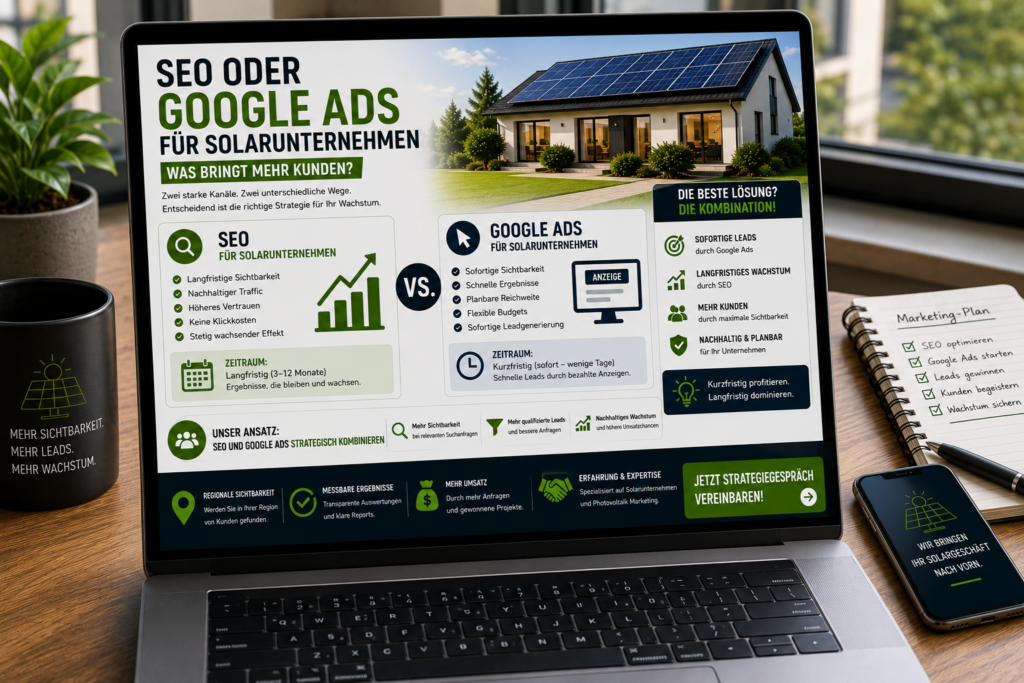 SEO oder Google Ads Solarunternehmen