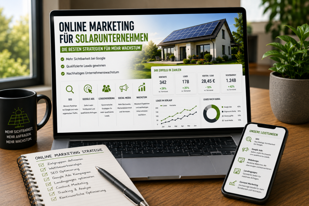 Online Marketing Solarunternehmen und Marketing für Solarunternehmen. SEO, Google Ads, Leads, Sichtbarkeit und nachhaltiges Wachstum. - Brand Born Website SEO SMM Digital Marketing Online Marketing Solarunternehmen und Marketing für Solarunternehmen. SEO, Google Ads, Leads, Sichtbarkeit und nachhaltiges Wachstum.