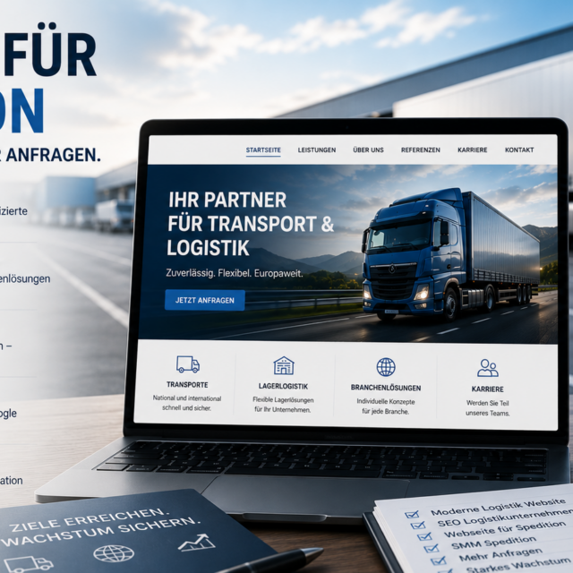 Website für Spedition, Webseite für Spedition, Website für Logistikunternehmen, Moderne Logistik Website, SEO Logistikunternehmen, SMM Spedition