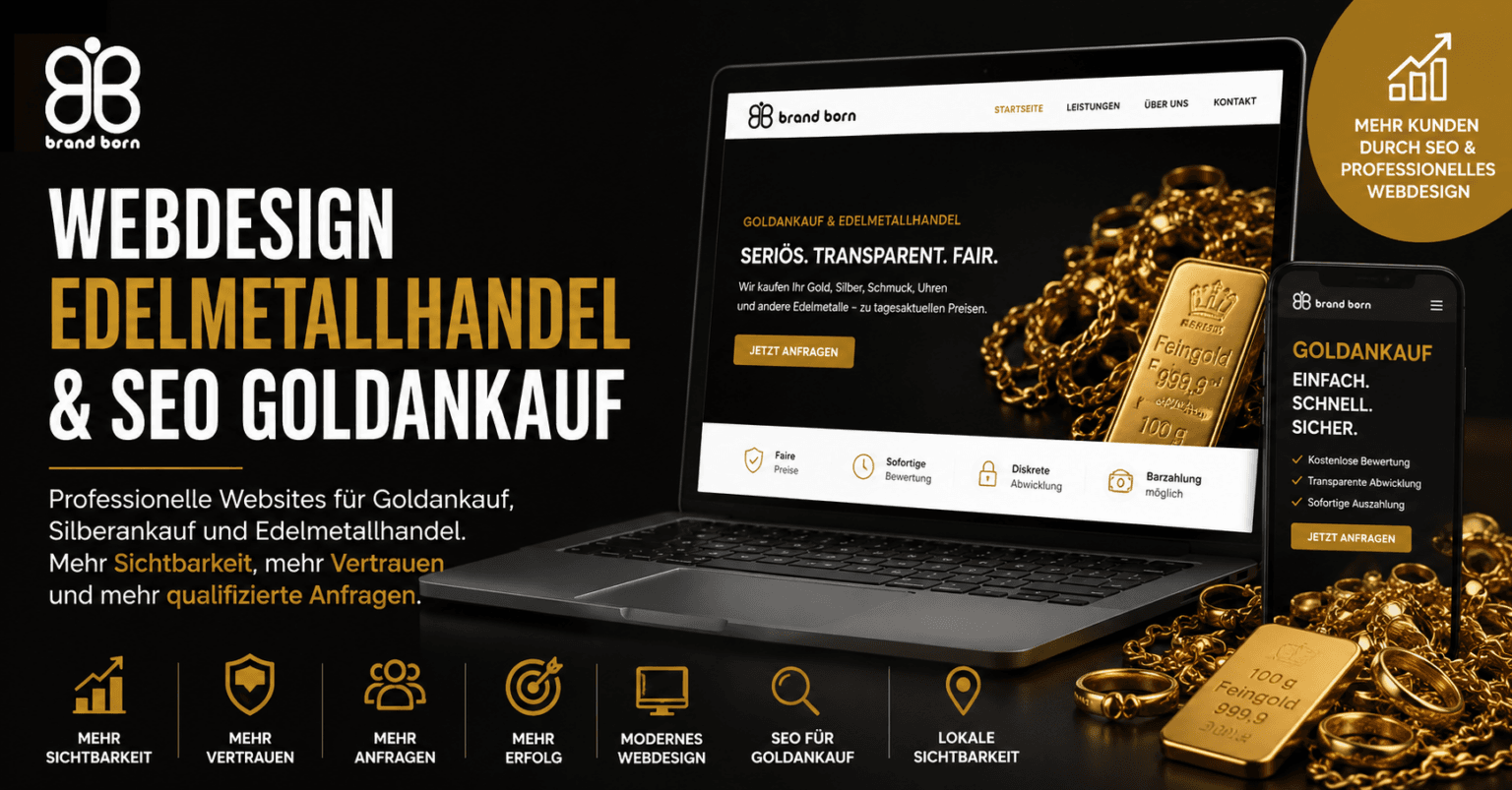 Webdesign Edelmetallhandel und SEO Goldankauf. Professionelle Website Goldankauf, Homepage Edelmetallhandel, Homepage Goldankauf, SEO Edelmetallhandel