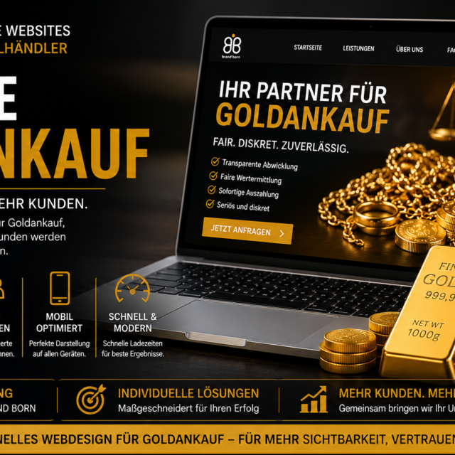 Website Goldankauf professionell erstellen lassen. Modernes Webdesign Goldankauf mit SEO, Vertrauen, Goldankauf Website erstellen.