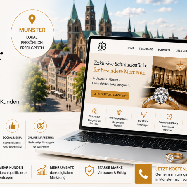 Website für Juweliere Münster, Webdesign für Juweliere Münster, SEO für Juweliere Münster, Google Ads für Juweliere Münster, Social Media für Juweliere Münster und Online Marketing für Juweliere Münster.
