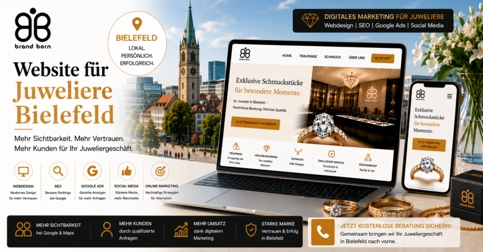 Website für Juweliere Bielefeld, Webdesign für Juweliere Bielefeld, SEO für Juweliere Bielefeld, Google Ads für Juweliere Bielefeld, SMM für Juweliere Bielefeld - Brand Born Website SEO SMM Digital Marketing Website für Juweliere Bielefeld, Webdesign für Juweliere Bielefeld, SEO für Juweliere Bielefeld, Google Ads für Juweliere Bielefeld, SMM für Juweliere Bielefeld