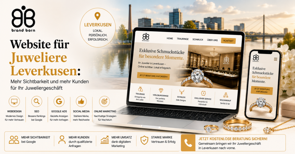 Website für Juweliere Leverkusen, Webdesign für Juweliere Leverkusen, SEO für Juweliere Leverkusen, Google Ads für Juweliere Leverkusen, Social Media für Juweliere Leverkusen und Online Marketing für Juweliere Leverkusen. - Brand Born Website SEO SMM Digital Marketing Website für Juweliere Leverkusen, Webdesign für Juweliere Leverkusen, SEO für Juweliere Leverkusen, Google Ads für Juweliere Leverkusen, Social Media für Juweliere Leverkusen und Online Marketing für Juweliere Leverkusen.